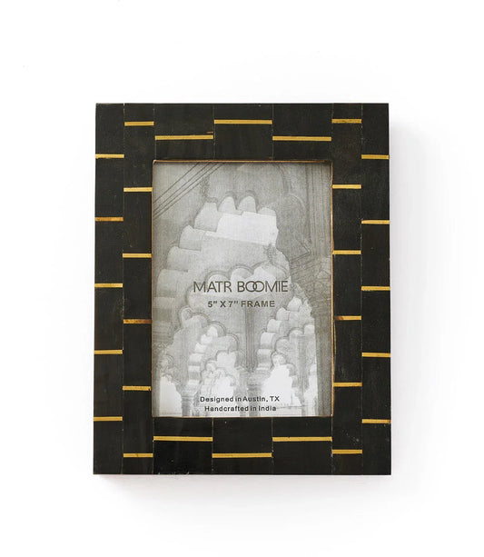 Andhera Dash 5x7 Black Picture Frame - Carved Horn, Brass - Fluent Trends