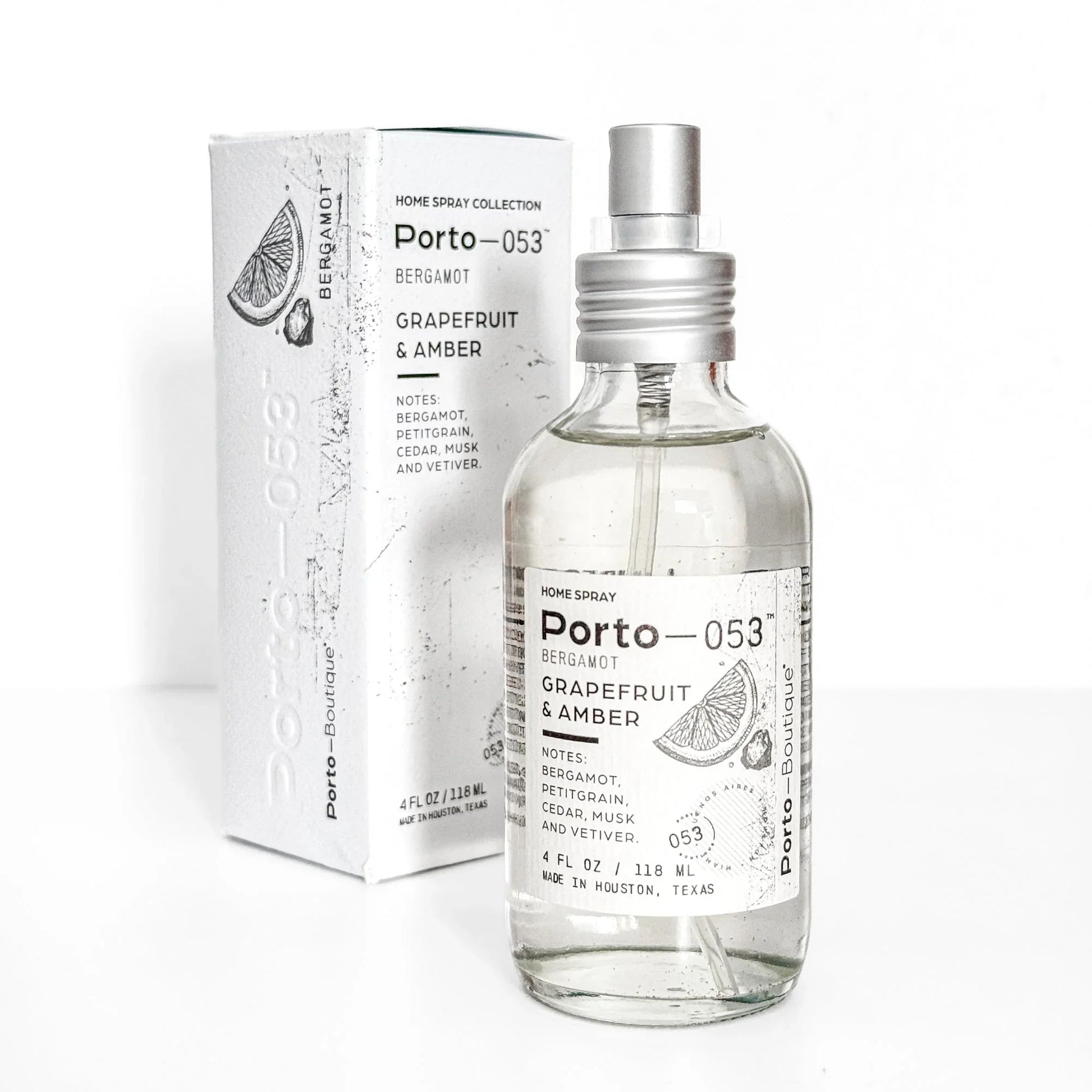 Porto-053 Room Spray – Linen & Fabric Freshener – High Fragrance Concentration – Non-Toxic, Vegan & Handmade in USA – 4 oz Clear Glass Bottle - Fluent Trends