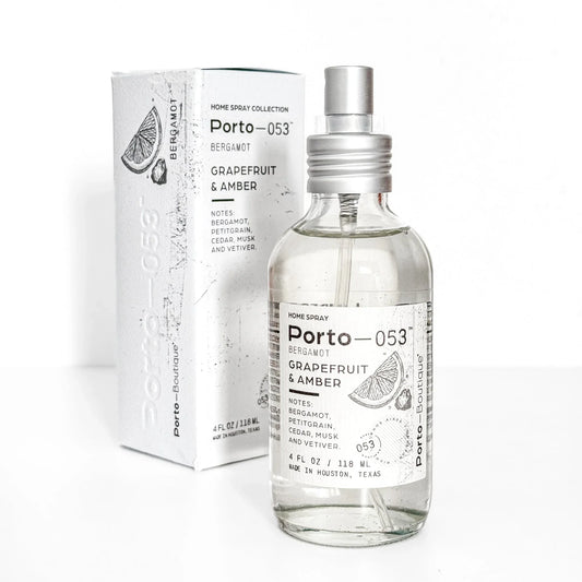 Porto-053 Room Spray – Linen & Fabric Freshener – High Fragrance Concentration – Non-Toxic, Vegan & Handmade in USA – 4 oz Clear Glass Bottle - Fluent Trends