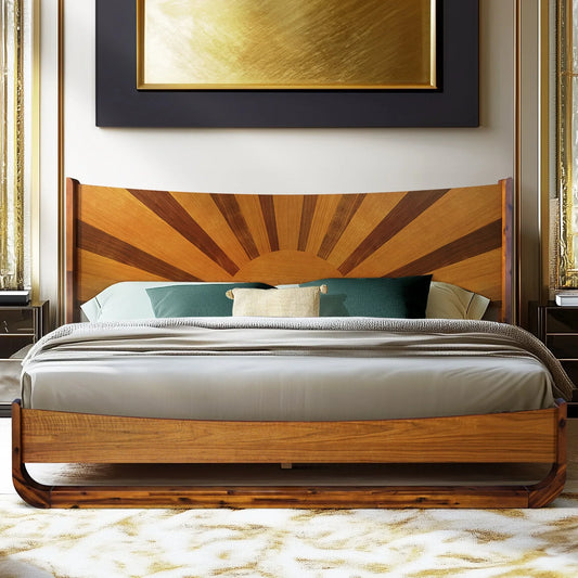 Rorns Sunset Platform Bed Frame With Headboard - Fluent Trends