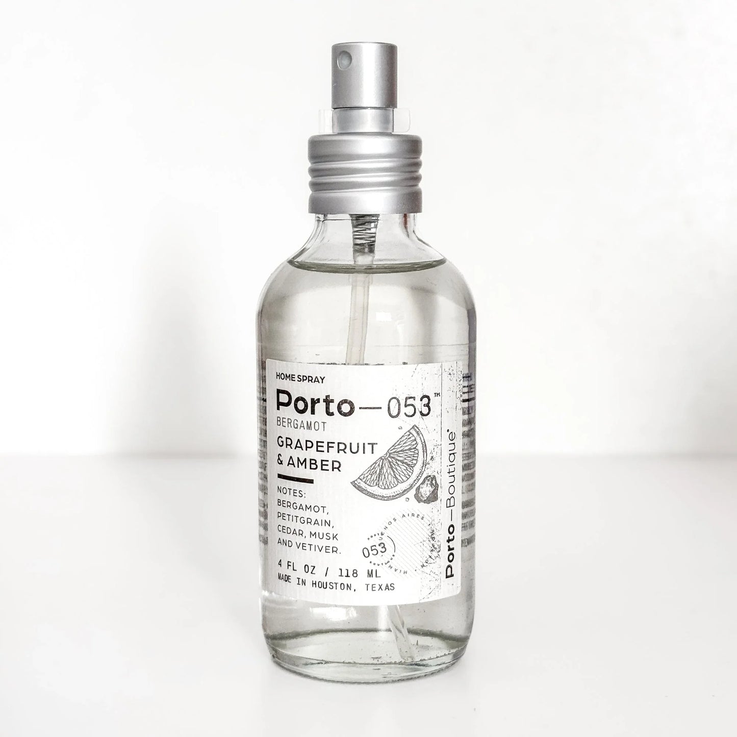 Porto-053 Room Spray – Linen & Fabric Freshener – High Fragrance Concentration – Non-Toxic, Vegan & Handmade in USA – 4 oz Clear Glass Bottle - Fluent Trends