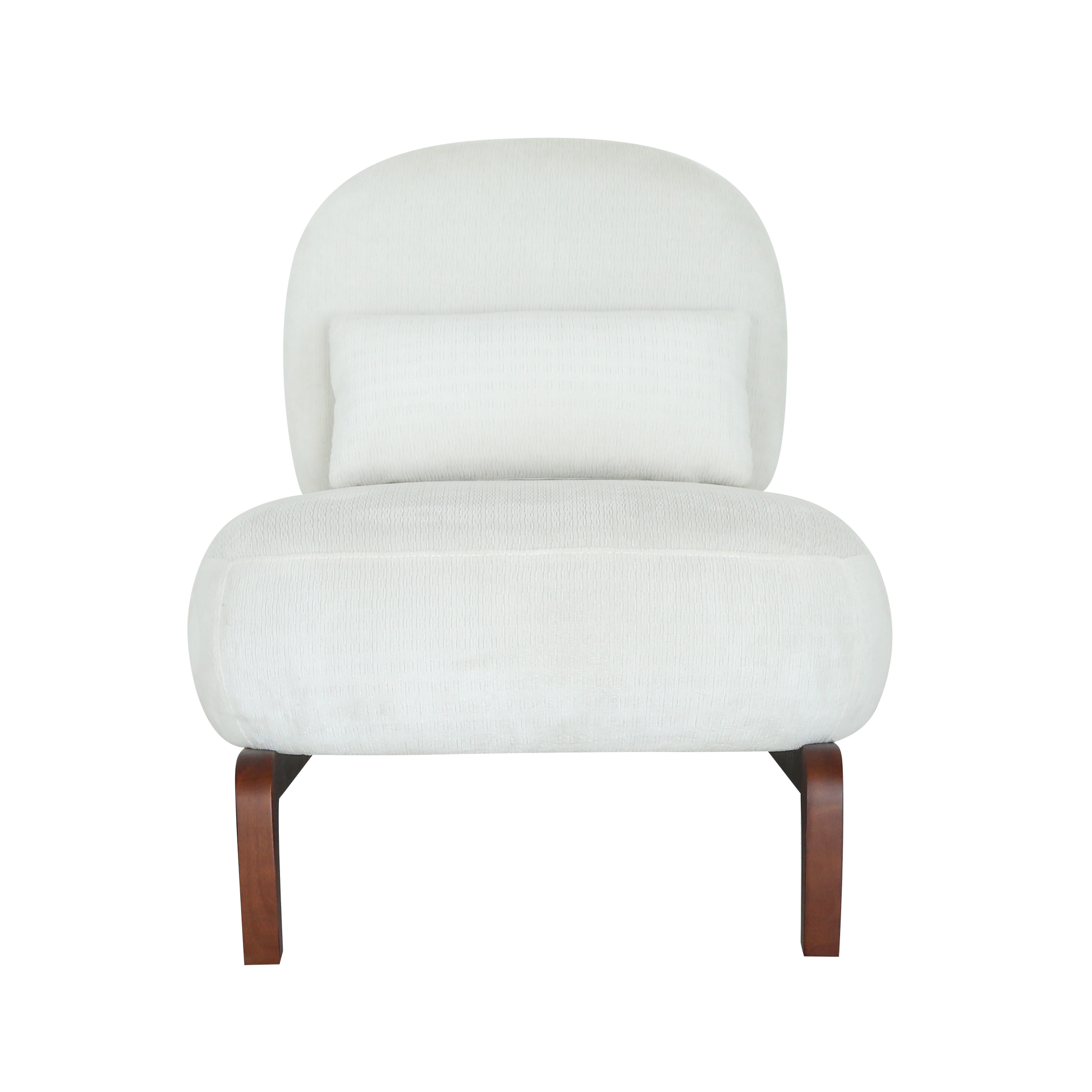 Modern White Velvet Armless Accent Chair with Solid Wood Legs - Fluent Trends