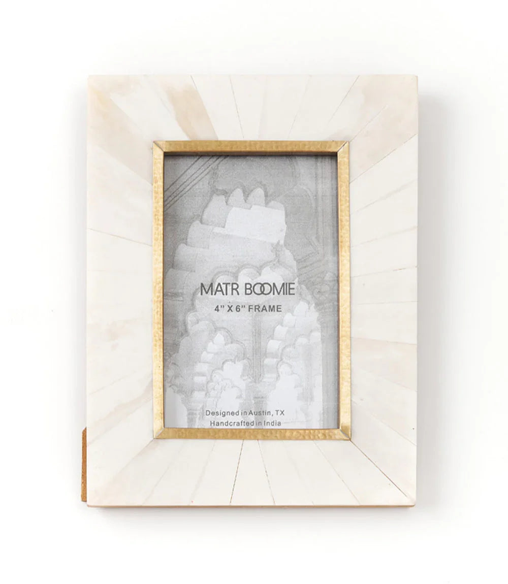 Mukhendu 4x6 Picture Frame - Bone, Brass Inlay - Fluent Trends