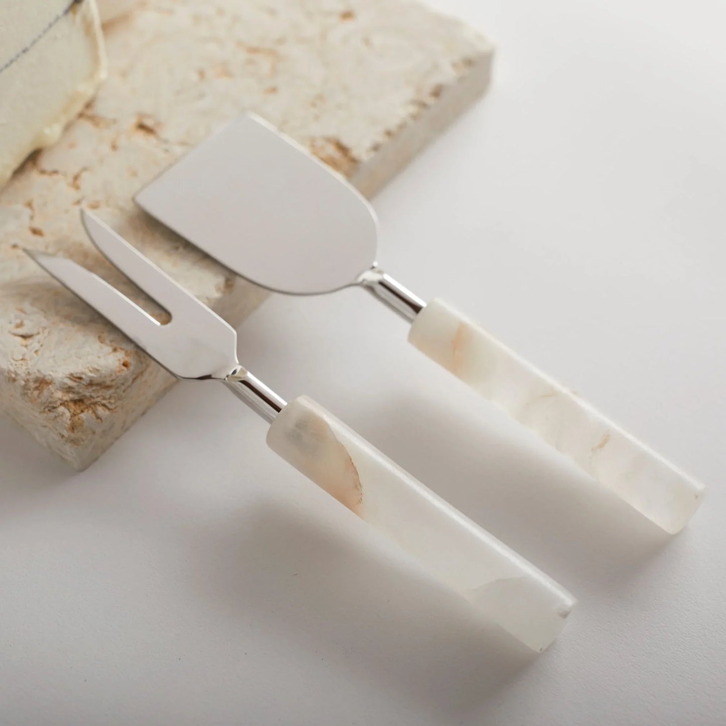 Santo Alabaster Cheese Tools - Set of 2 - Fluent Trends