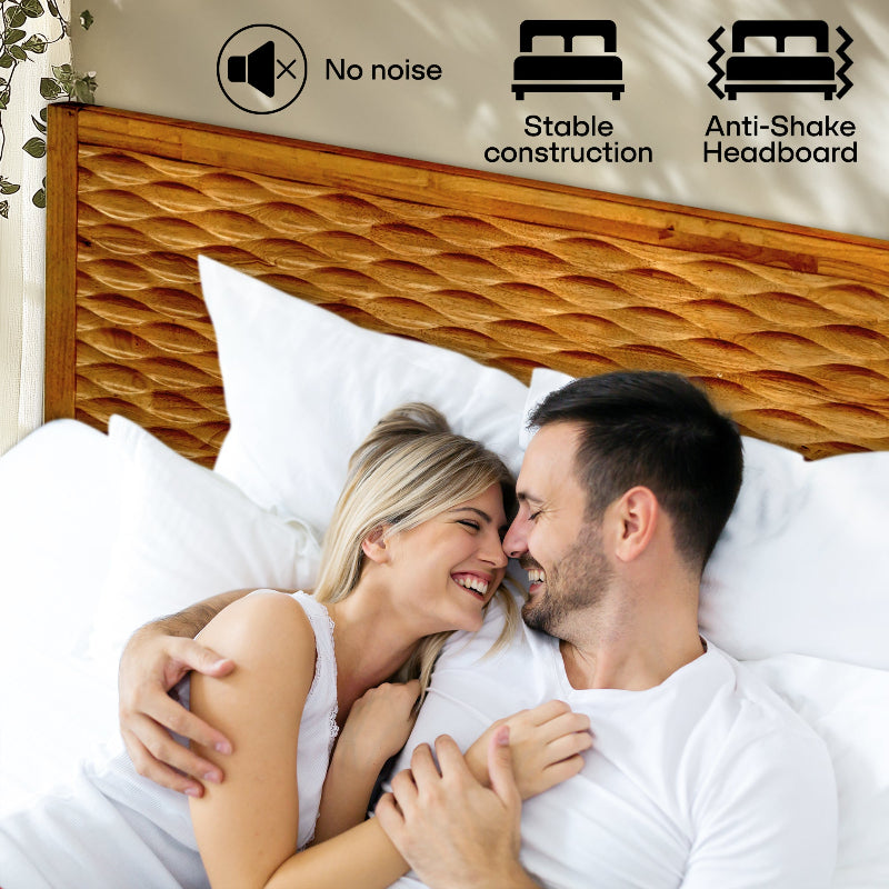 Acacia Elara Platform Bed Frame with Headboard Megsu