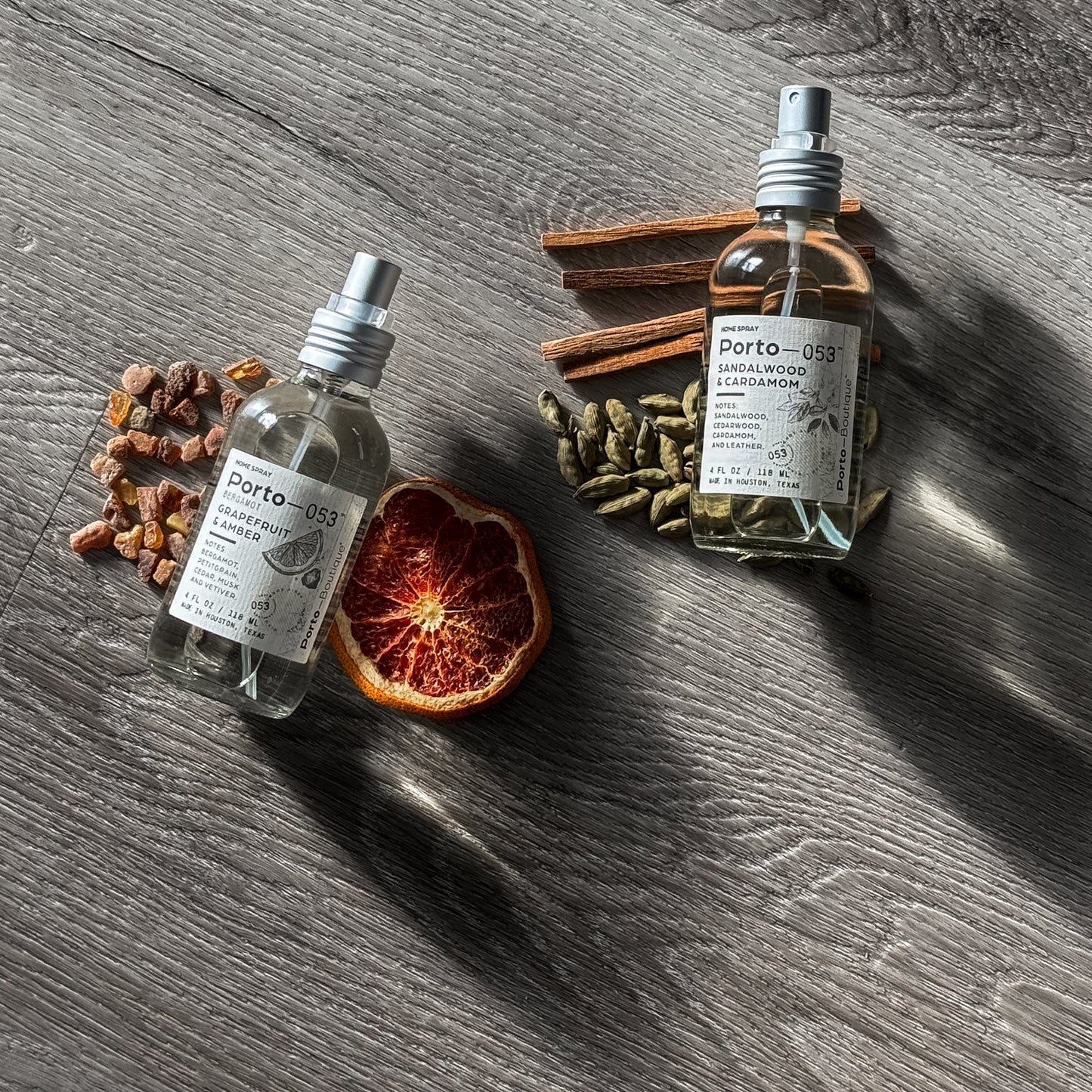 Porto-053 Room Spray – Linen & Fabric Freshener – High Fragrance Concentration – Non-Toxic, Vegan & Handmade in USA – 4 oz Clear Glass Bottle