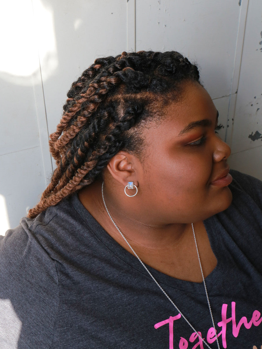 Midnight Loop Studs - Moonstone - Fluent Trends