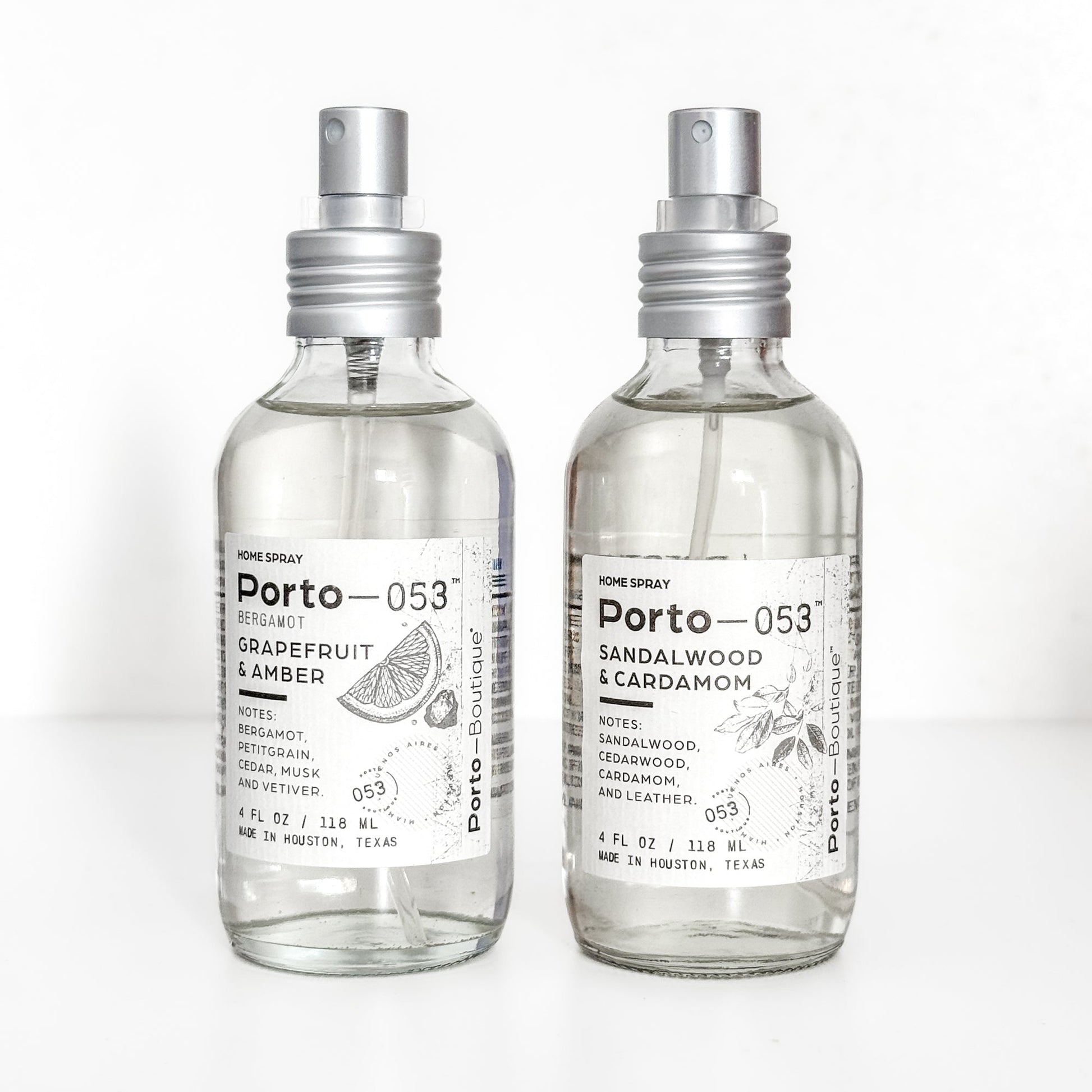 Porto-053 Room Spray – Linen & Fabric Freshener – High Fragrance Concentration – Non-Toxic, Vegan & Handmade in USA – 4 oz Clear Glass Bottle - Fluent Trends