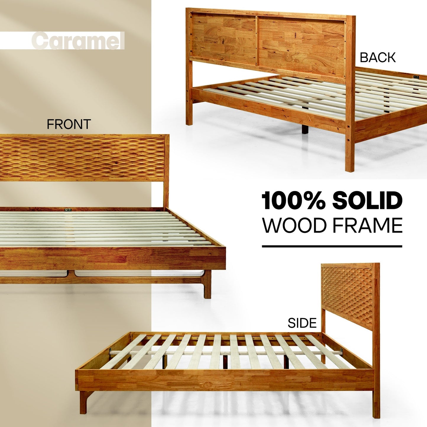 Acacia Elara Platform Bed Frame with Headboard Megsu