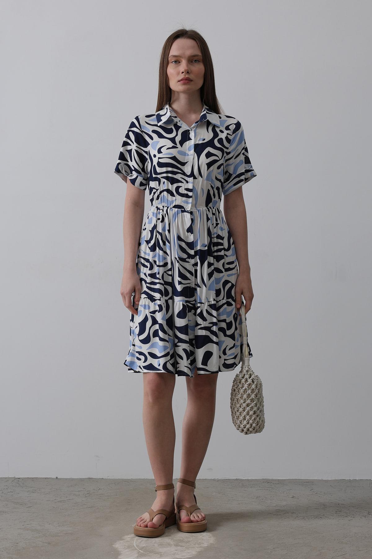Rey Printed Dress — Multicolor Abstract Soléa