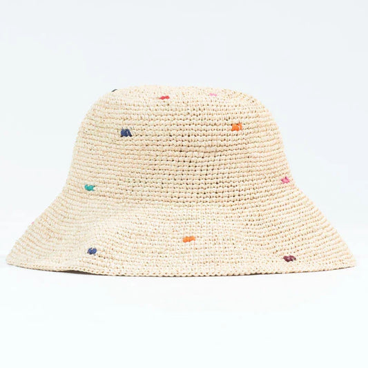 PomPom Sun Hat - Pastel Dots Lightweight Summer Hat
