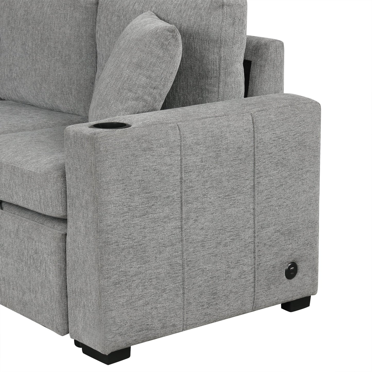 109.1' Sectional Sofa Convertible Pull-out Sofa Bed with Storage Ottoman Streamdale Furniture