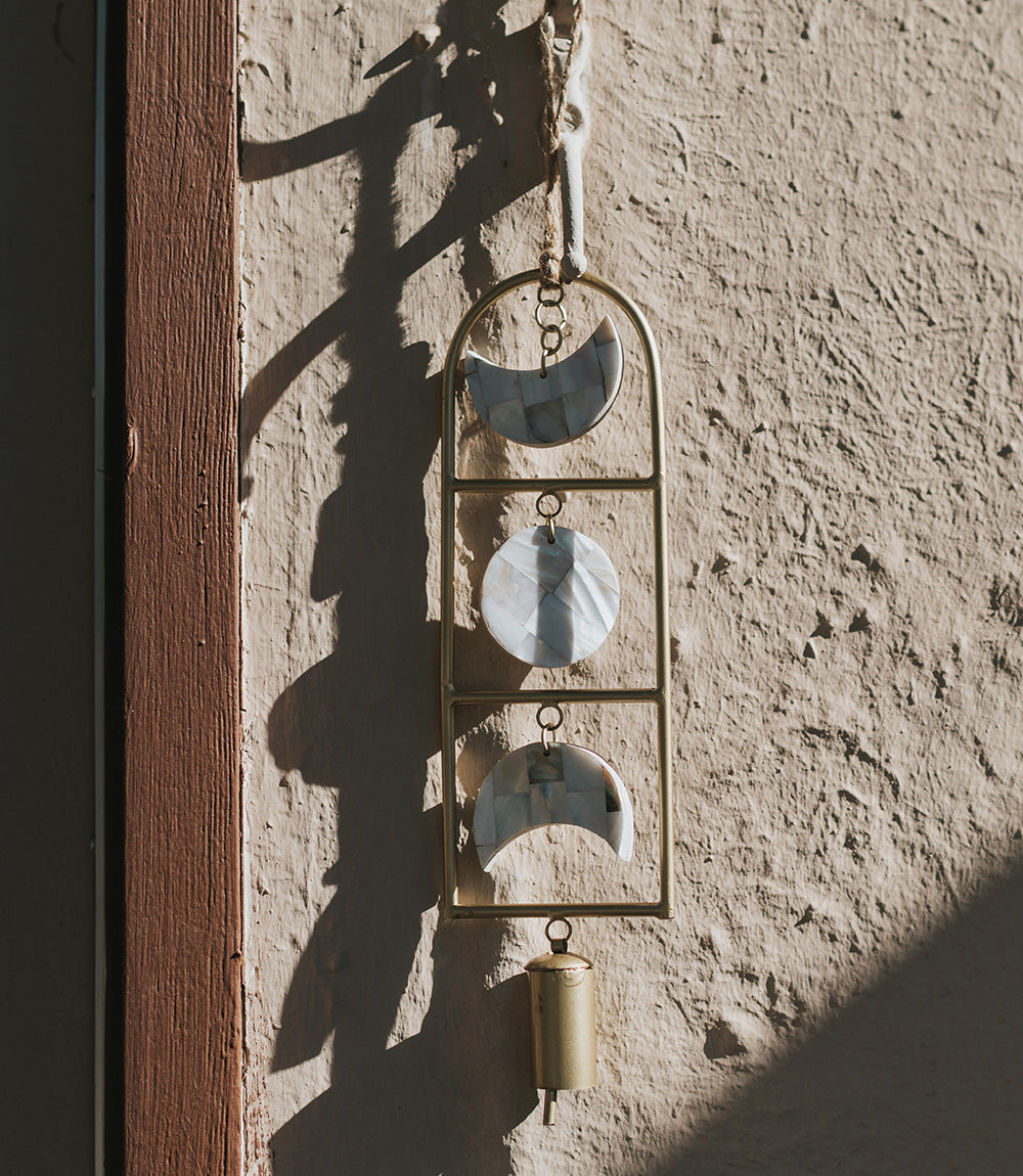Chayana Moon Phase Mother of Pearl Wind Chime - Fair Trade Decor - Fluent Trends