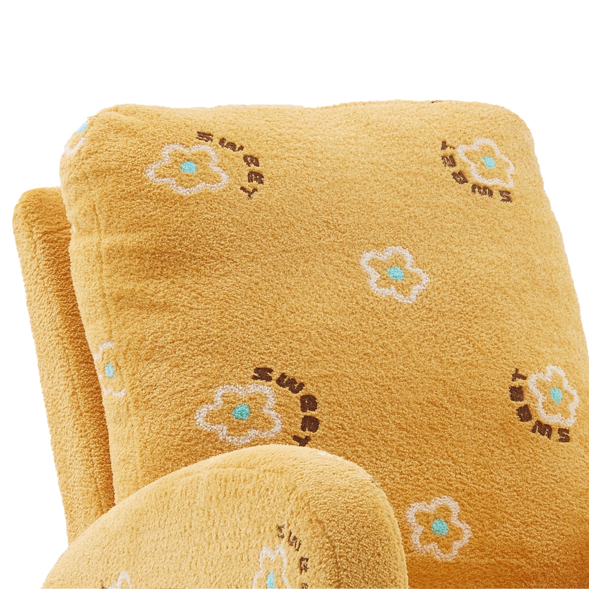 Modern Nursery Rocking Chair Mid Century Accent with Side Pocket Mustard Boucle Upholstered High Back - Fluent Trends