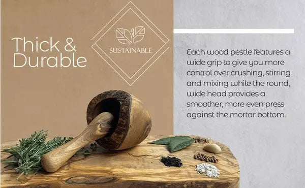 Olive Wood Rustic Mortar and Pestle - Fluent Trends