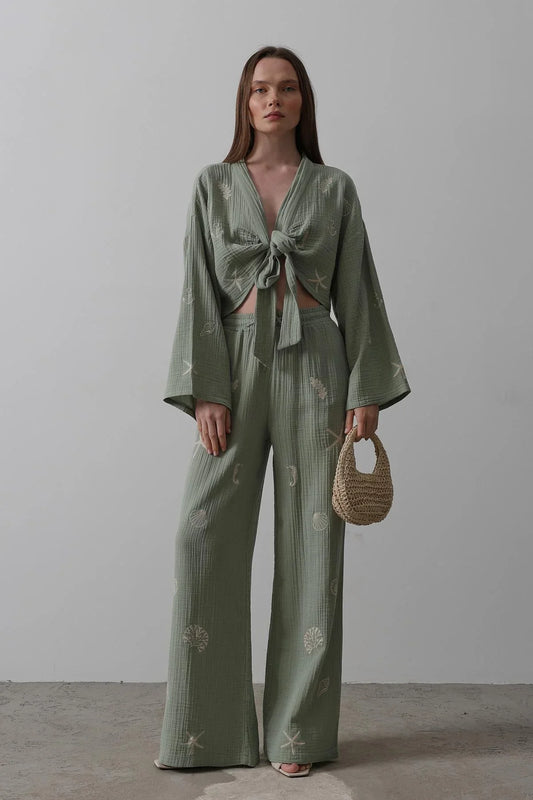 Boho Resort Wear – Tie Suits for Women with Shabby Chic Detail - Fluent Trends
