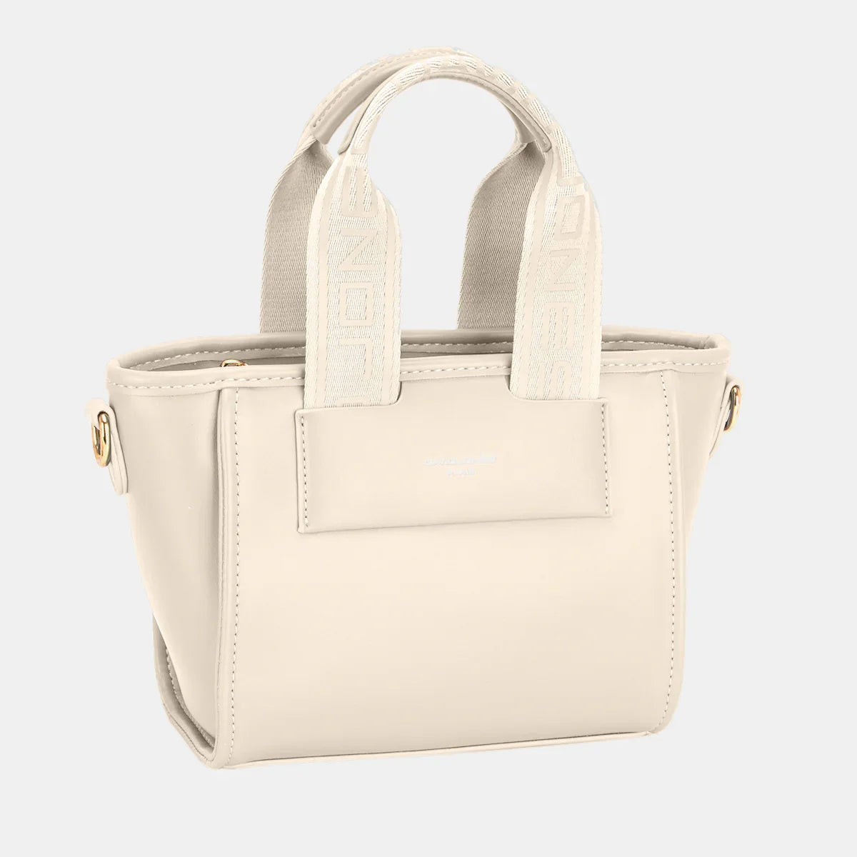 David Jones Small Handbag with Embossed Pattern Handles - Fluent Trends Tote Top Handle Bag