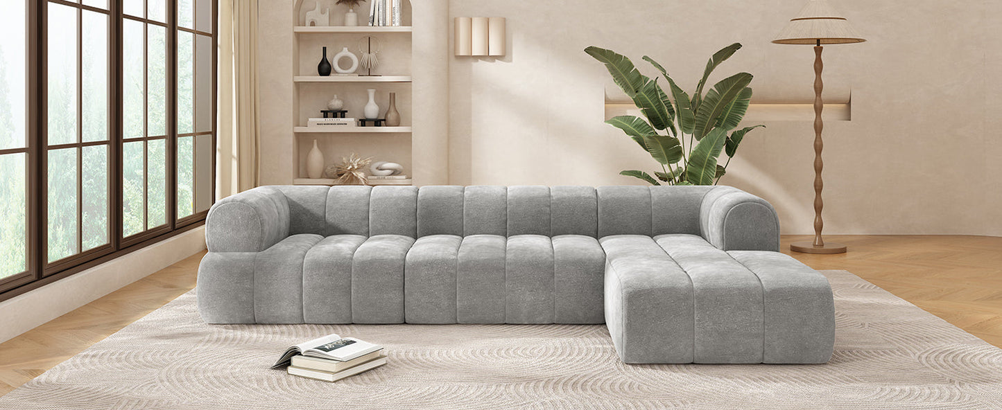 122' Modern L-Shaped Sectional Sofa with High-Density Sponge Right Hand Facing