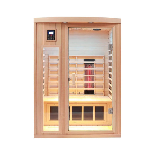 Premium 2-Person Low EMF FAR-Infrared Heat Wood Home Personal Spa Sauna With Ceramic Heaters - Fluent Trends