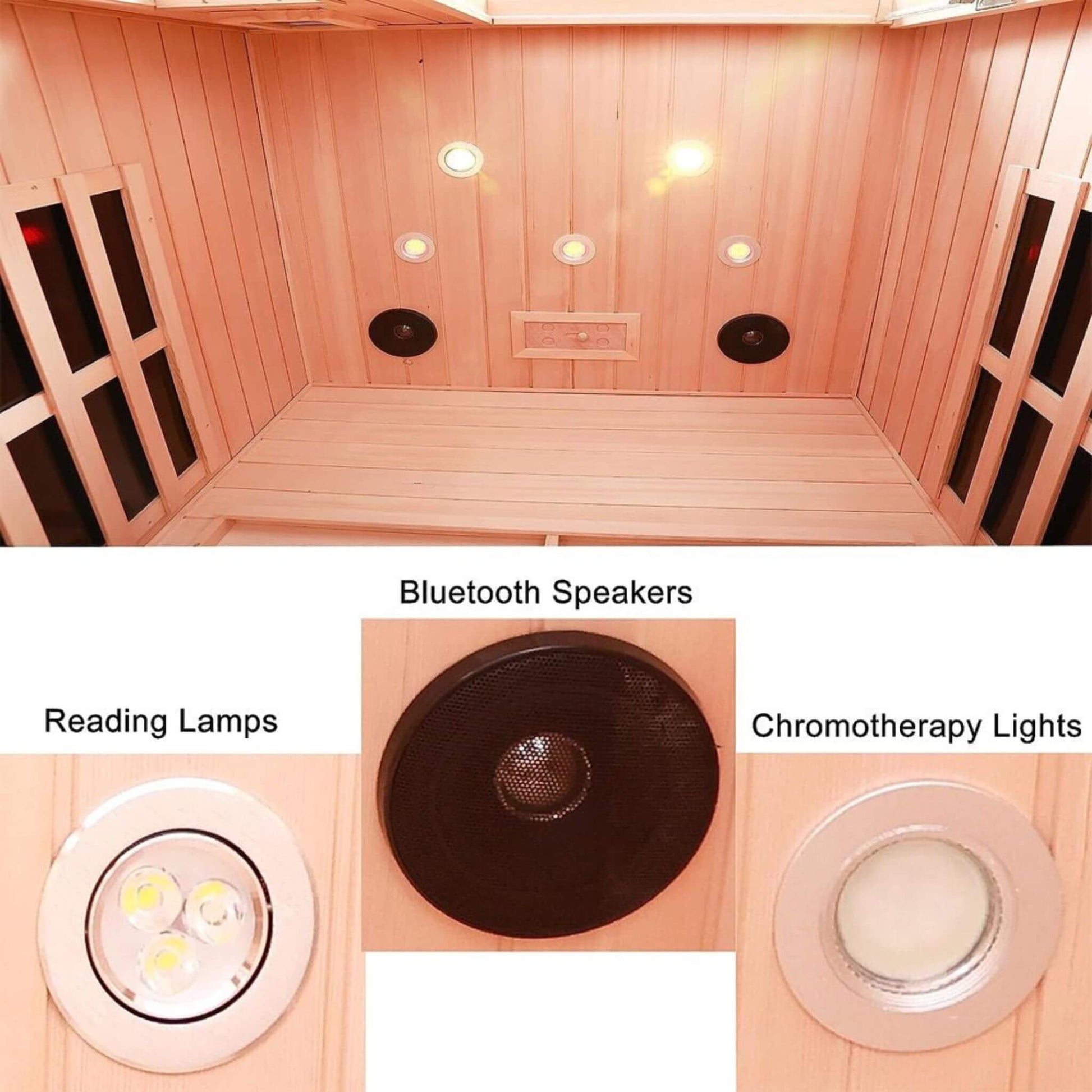 Premium 2-Person Low EMF FAR-Infrared Heat Wood Home Personal Spa Sauna With Ceramic Heaters - Fluent Trends