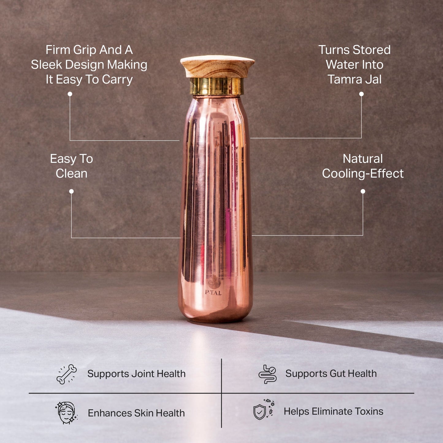 Copper Bottle, 100% Leakproof Copper Water Bottle Powered by People
