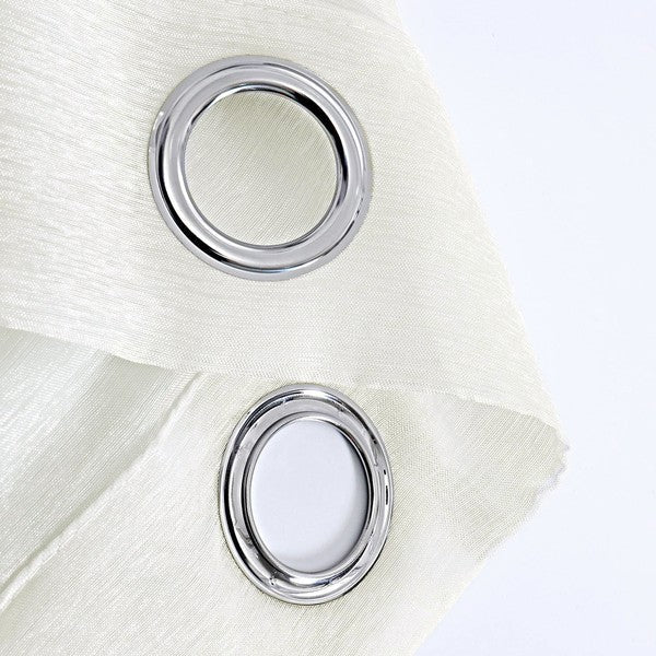 Beige Sheer Window Grommet Curtain Set - Fluent Trends