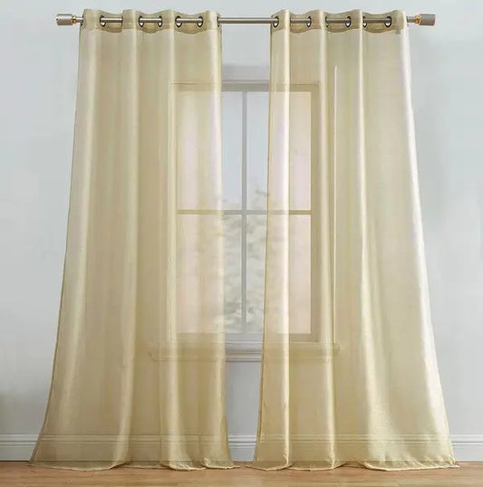 Gold Sheer Window Grommet Curtain Set - Fluent Trends