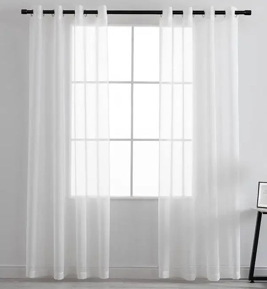 White Sheer Window Grommet Curtain Set - Fluent Trends
