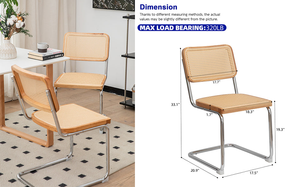 Modern-Mid Century Dining-Kitchen Chairs |Set of 2 | Velvet Rattan | Chrome Legs - Fluent Trends