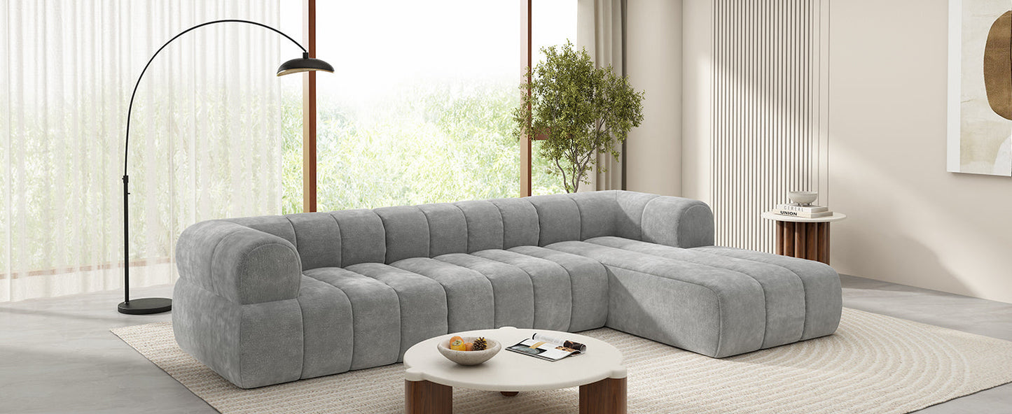 122' Modern L-Shaped Sectional Sofa with High-Density Sponge Right Hand Facing