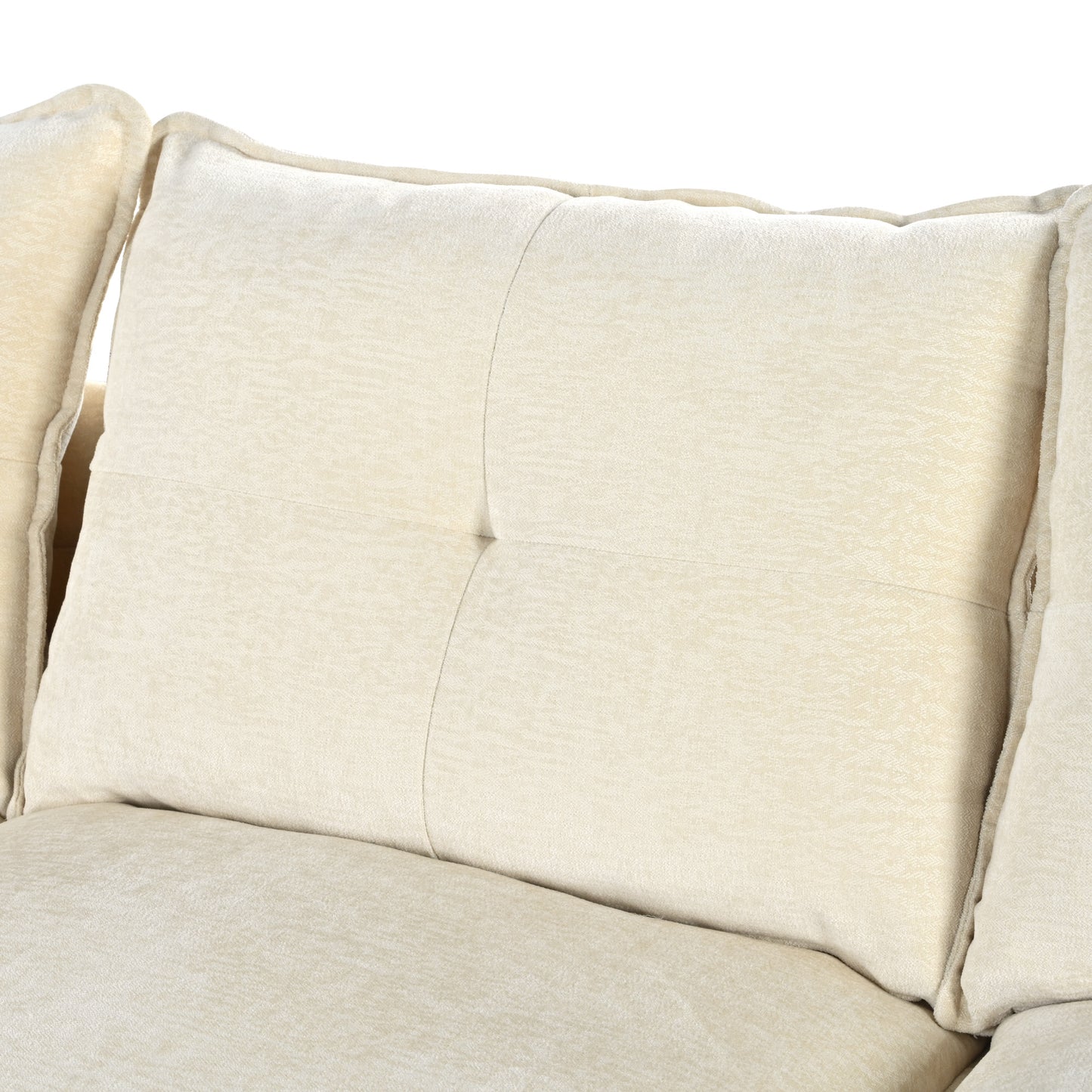Fluent Trends U-Shaped Chenille Sectional Sofa - Beige 6-Seater with Adjustable Armrests - Fluent Trends