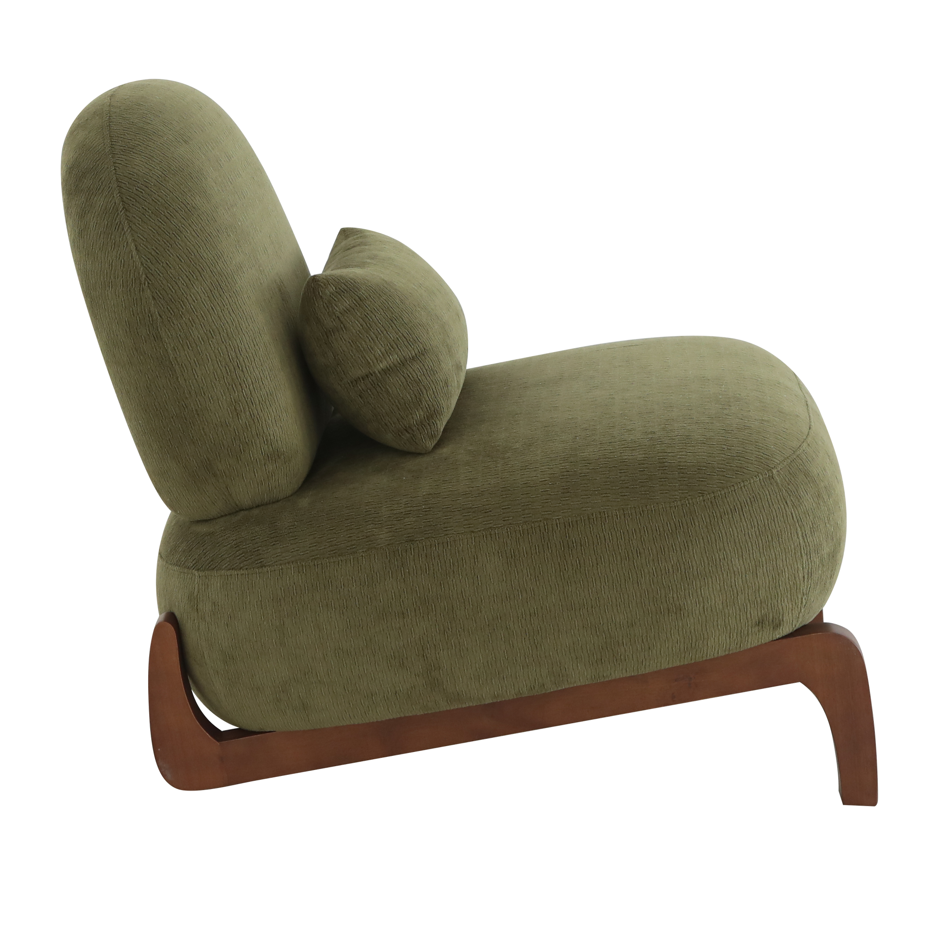 Modern Green Velvet Armless Accent Chair with Solid Wood Legs - Fluent Trends