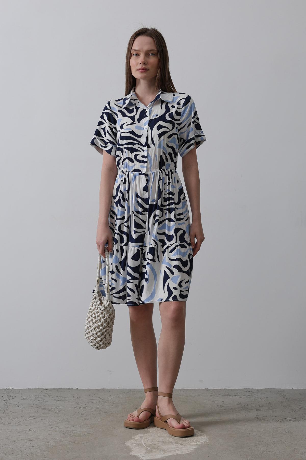Rey Printed Dress — Multicolor Abstract Soléa