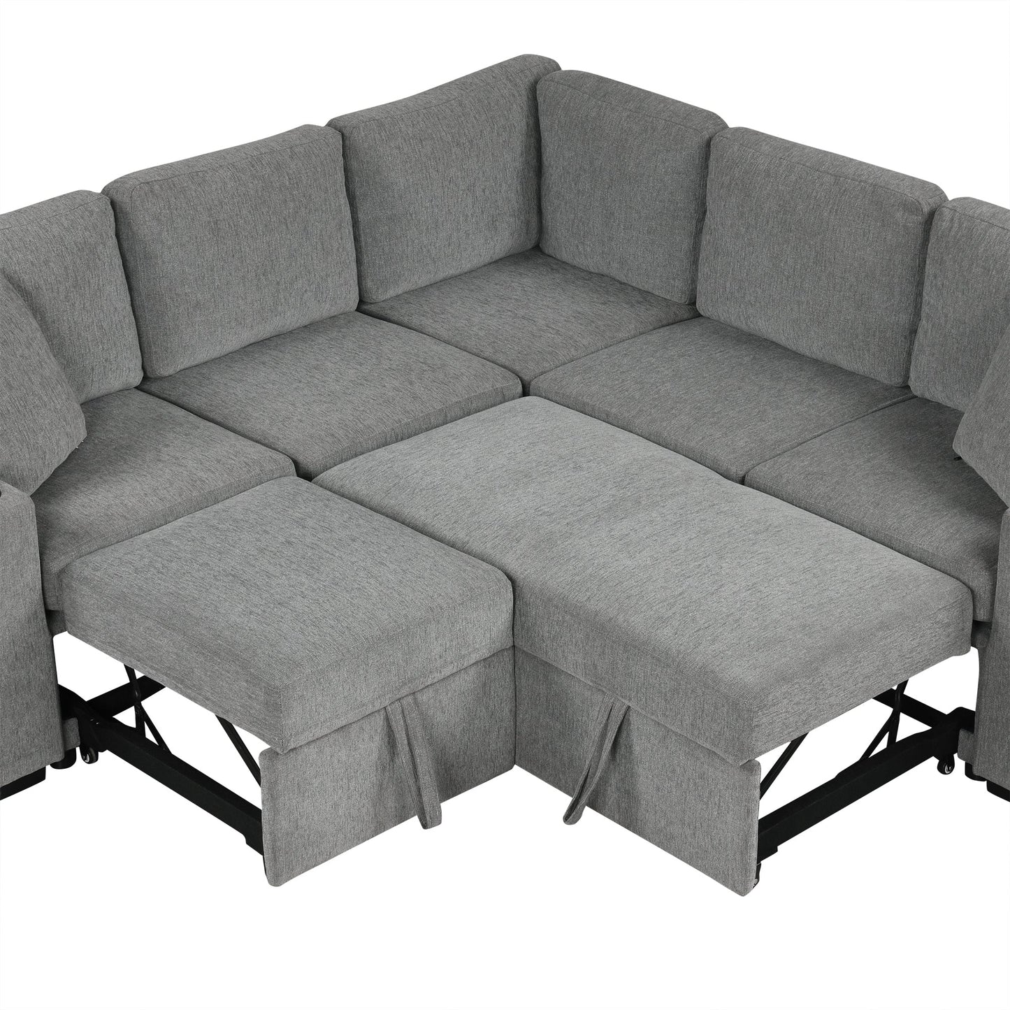 109.1' Sectional Sofa Convertible Pull-out Sofa Bed with Storage Ottoman Streamdale Furniture