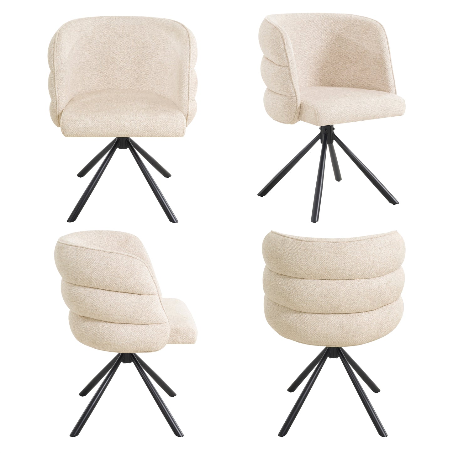 270° Swivel Home Office Desk Chairs Set of 2 Beige Streamdale Furniture