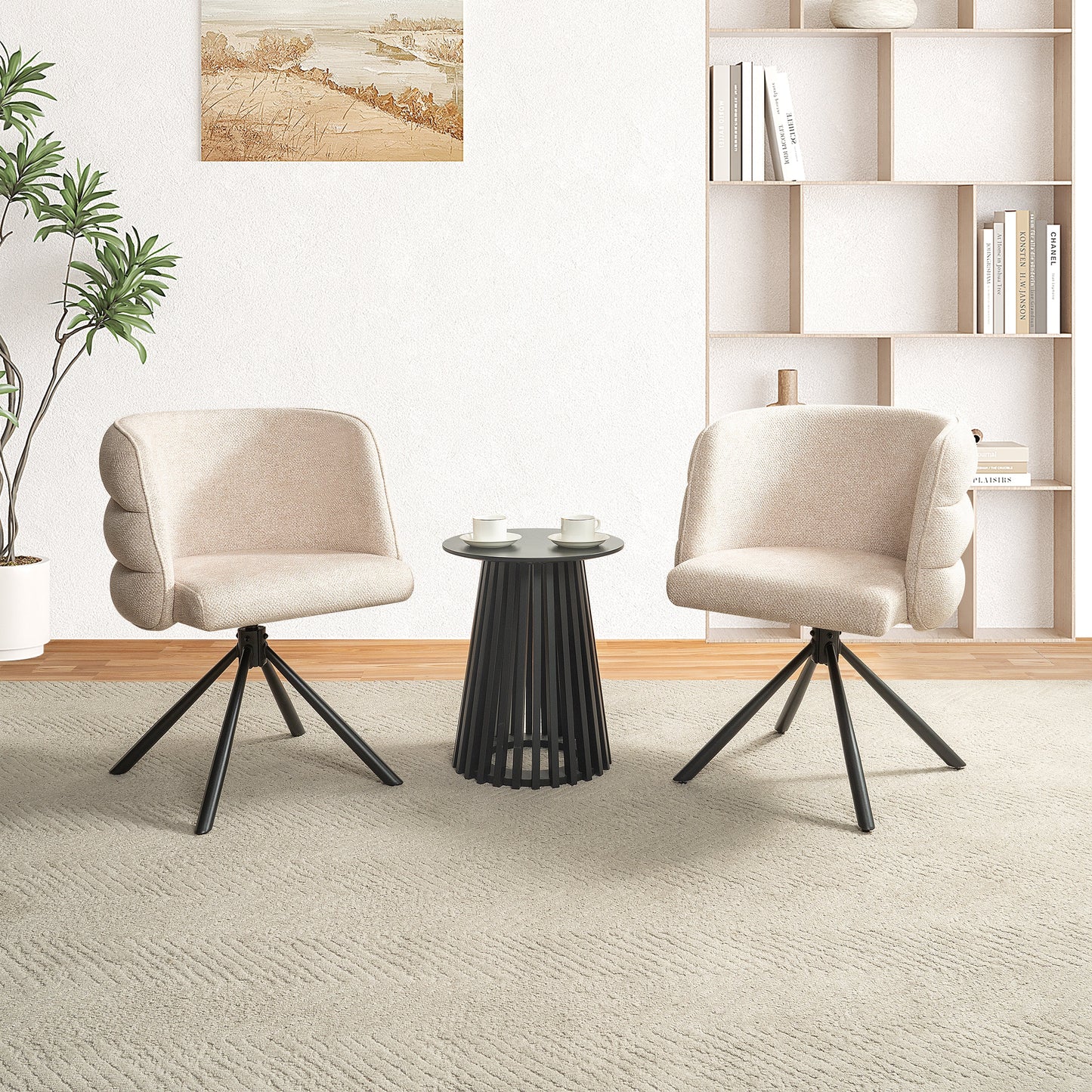 270° Swivel Home Office Desk Chairs Set of 2 Beige Streamdale Furniture