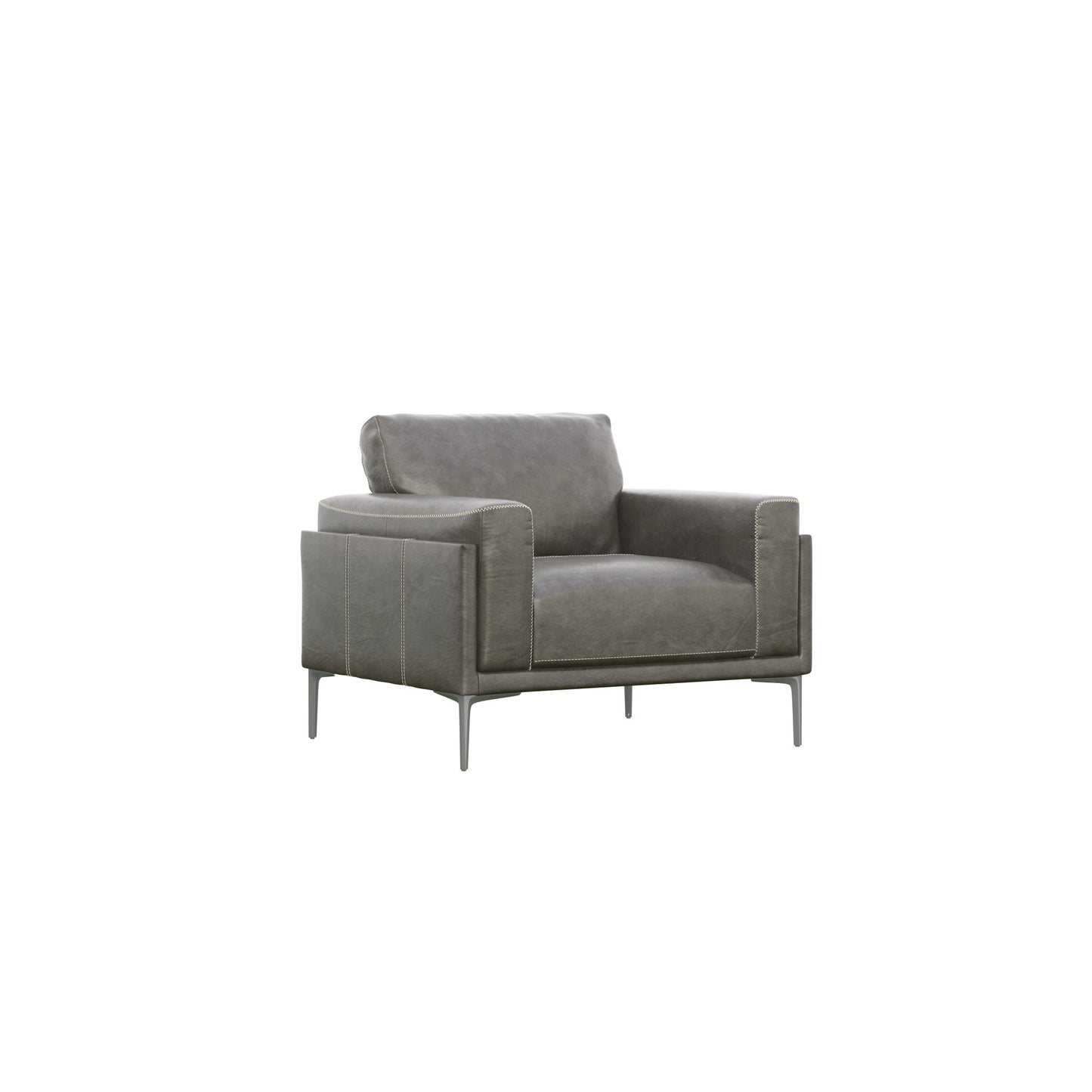 Charcoal Gray Leather Chair - Fluent Trends