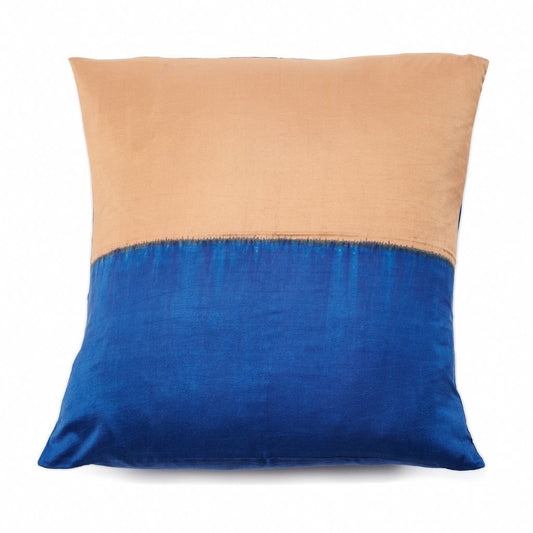 Aakar Indigo Gold Color Block Mulberry Silk Pillow - Fluent Trends
