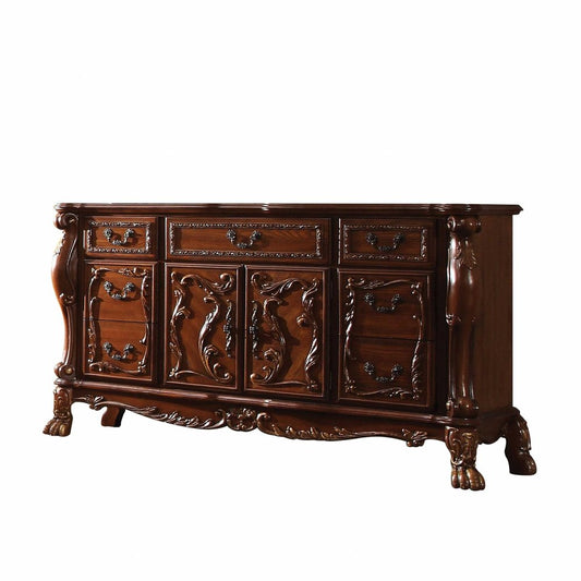 43" Brown Solid Wood Five Drawer Standard Chest