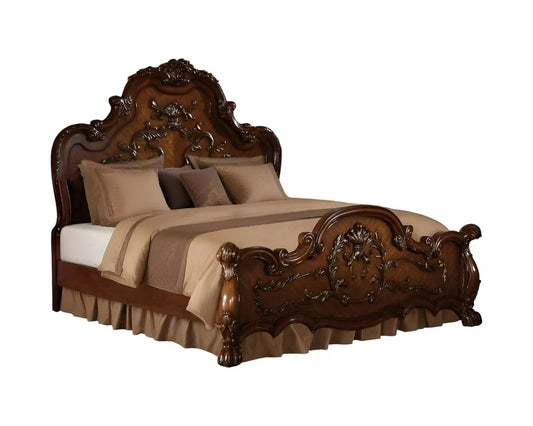 Brown Scrolling Wood California King Bed Frame - Fluent Trends Standard Beds