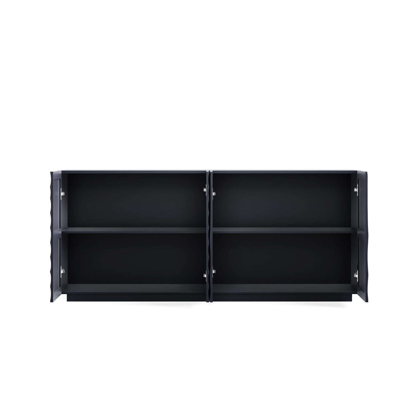 Navy Blue Buffet Cabinet - Modern Sideboard with 3D Water Ripple Texture, Soft Close Doors, 59" Wide Storage for Dining Room, Living Area, Entryway - Fluent Trends