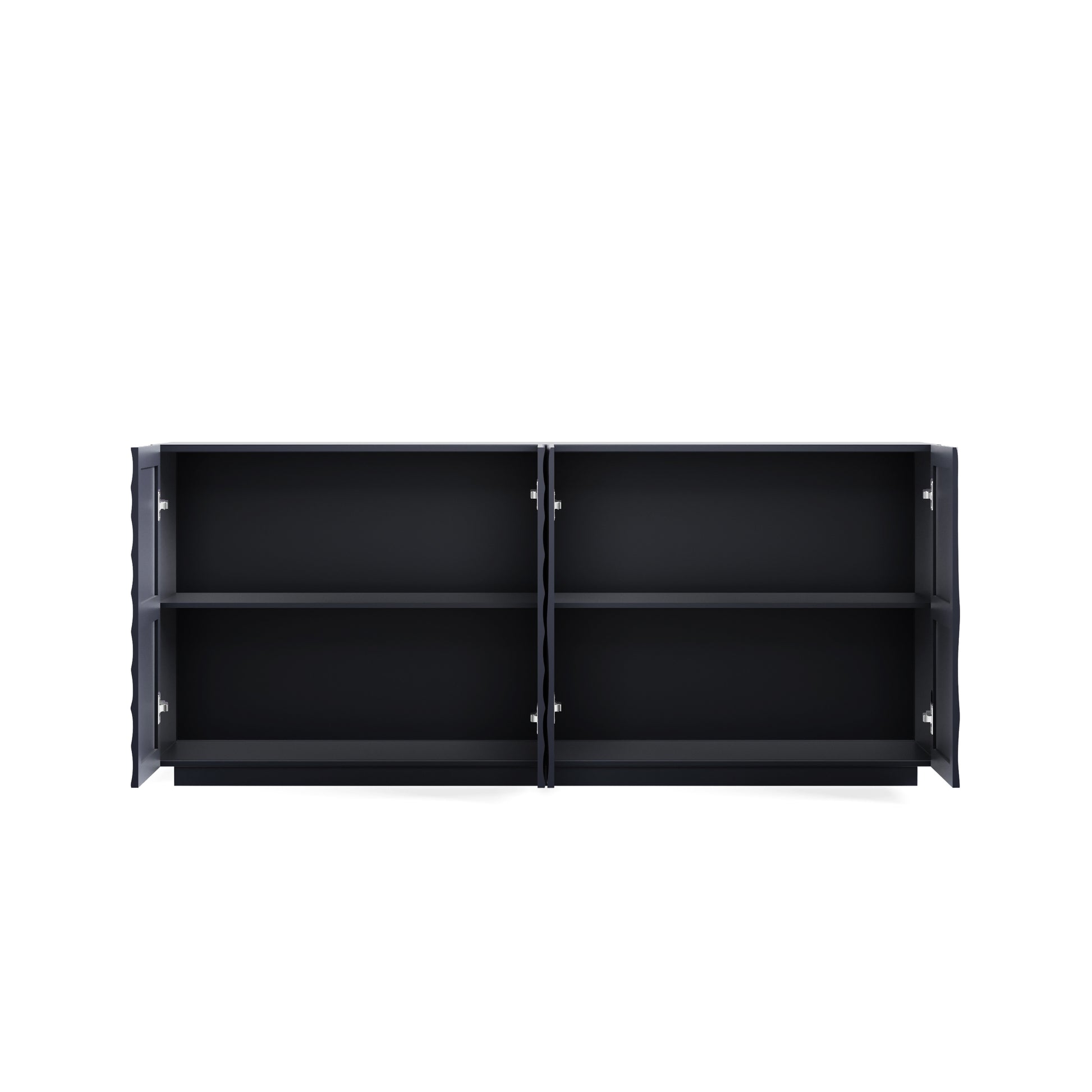 Navy Blue Buffet Cabinet - Modern Sideboard with 3D Water Ripple Texture, Soft Close Doors, 59" Wide Storage for Dining Room, Living Area, Entryway - Fluent Trends