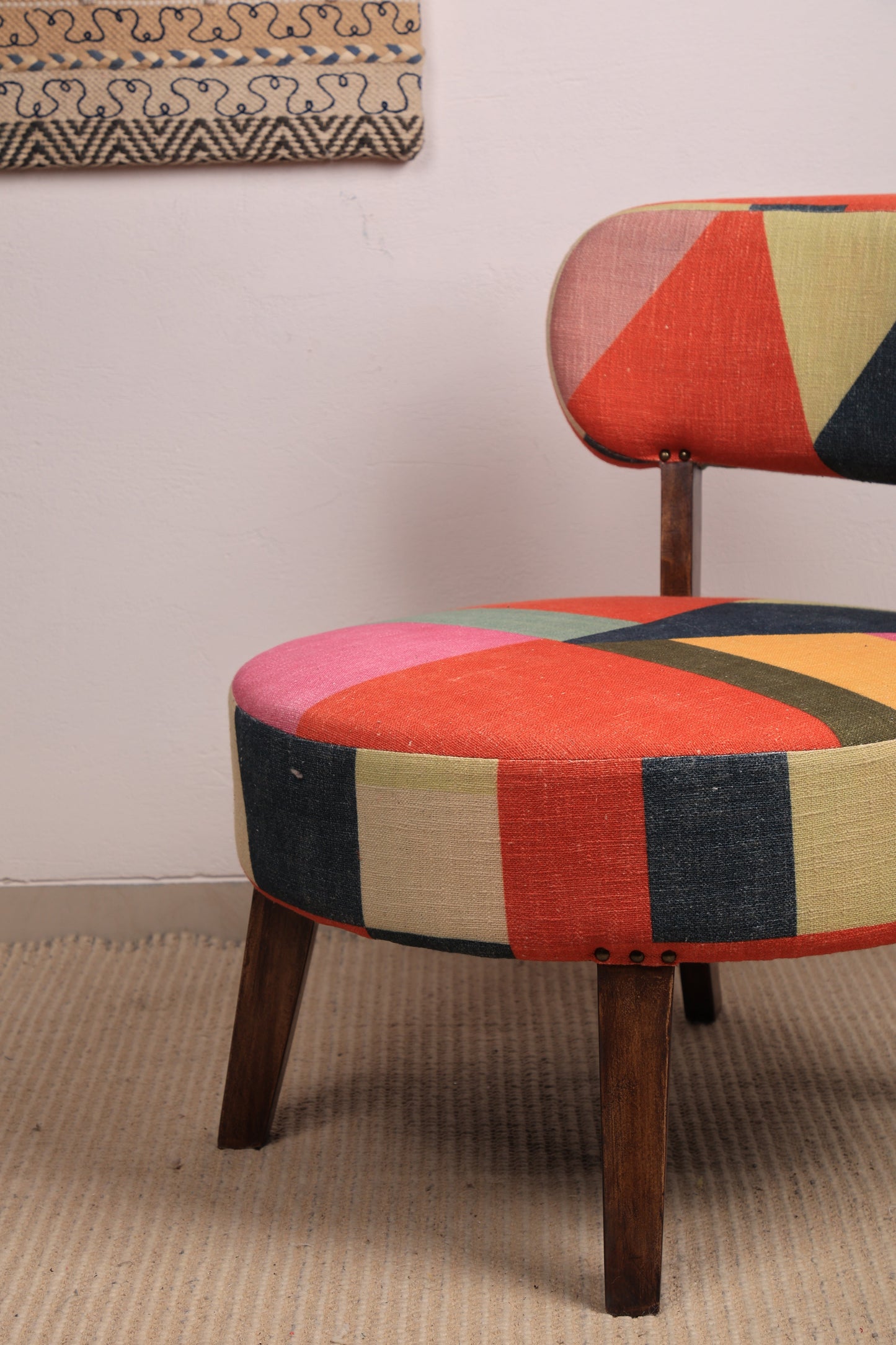 Rainbow Loom Round Accent Chair | Geometric Cotton Chenille