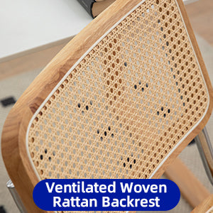 Modern-Mid Century Dining-Kitchen Chairs |Set of 2 | Velvet Rattan | Chrome Legs - Fluent Trends