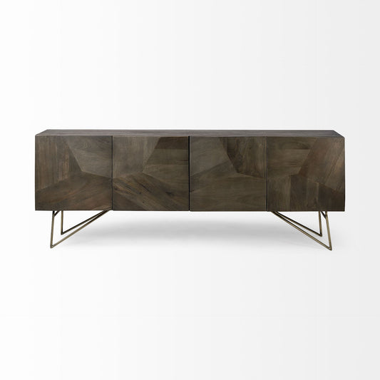 80-inch 4 Door Dark Brown Solid Wood Sideboard