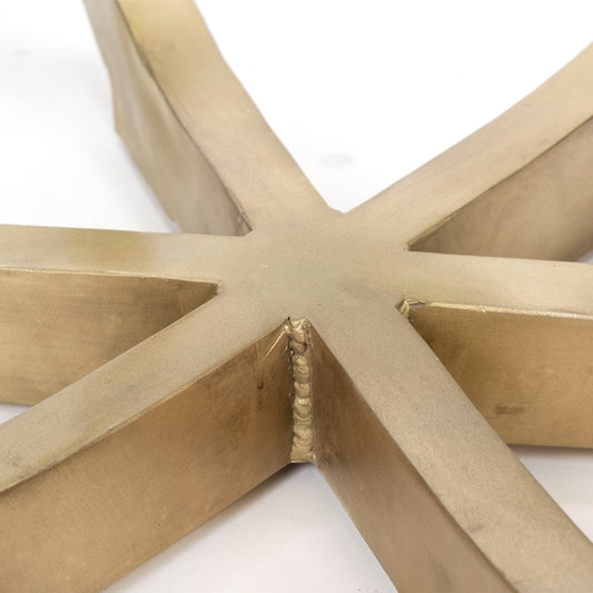 48" White And Gold Rounded Marble And Metal Pedestal Base Dining Table - Fluent Trends Dining Tables