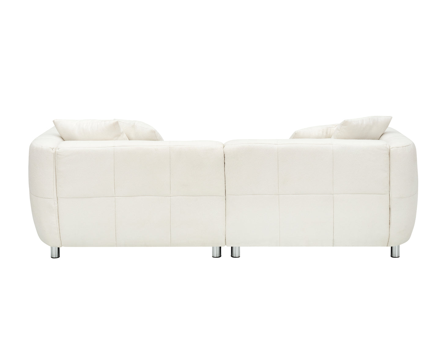 89" 3-Seater Sofa Couch - Off White Cotton Linen with Metal Legs & 4 Pillows - Fluent Trends