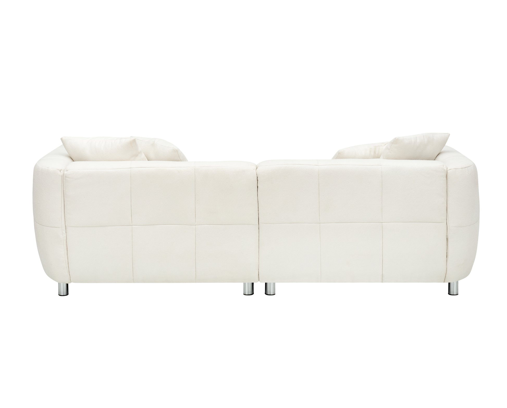 89" 3-Seater Sofa Couch - Off White Cotton Linen with Metal Legs & 4 Pillows - Fluent Trends