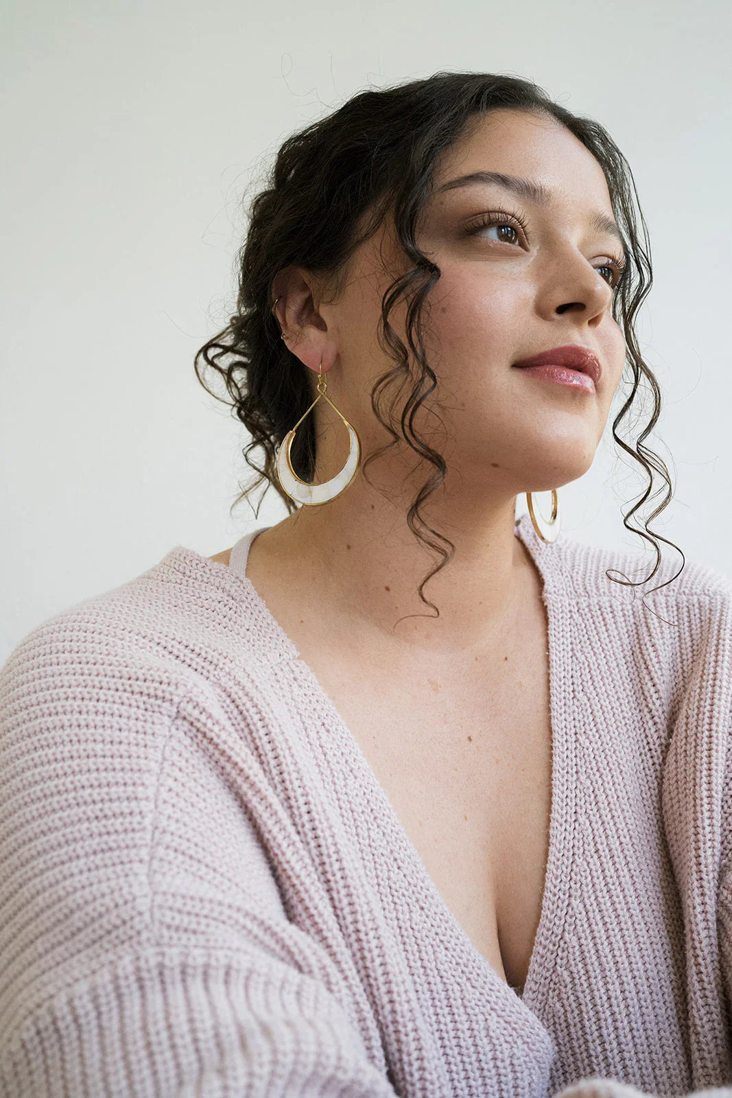 Rajani Crescent Mother of Pearl Hoop Earrings - Fluent Trends