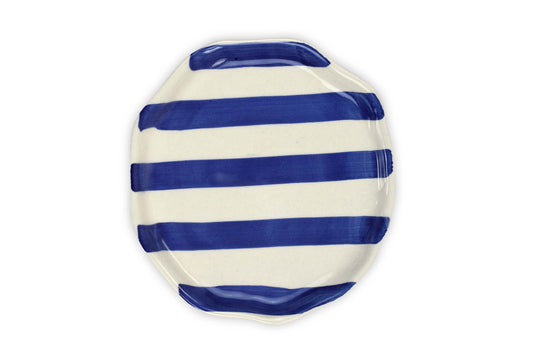 Ceramic Blue stripe plate, 6.3x6.3 Inches (Set of 2 )